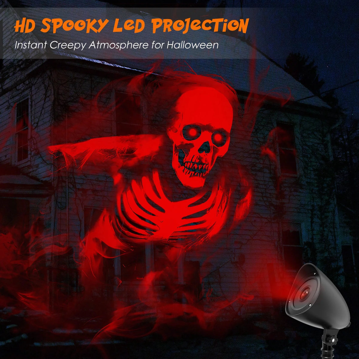 Halloween Projector Lights, 3D Dynamic Skull Ghost Projector Decorations Lights for Outdoor Indoor Halloween Decor