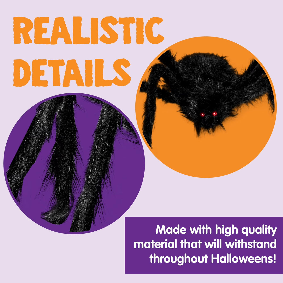 5 Ft Scary Giant Spider Halloween Decorations Outdoor,Poseable Spider Lifelike Hairy Prop for Yard,Haunted House,Tree or Porch Party Decorations,Black