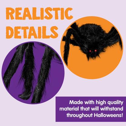 5 Ft Scary Giant Spider Halloween Decorations Outdoor,Poseable Spider Lifelike Hairy Prop for Yard,Haunted House,Tree or Porch Party Decorations,Black