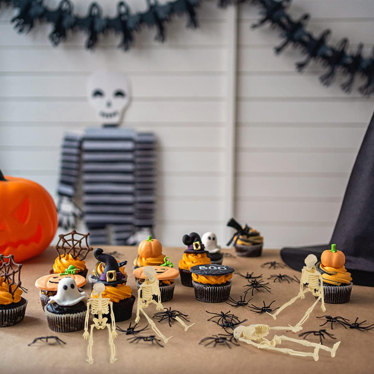 Skeletons for Halloween Decor, 6 Piece Mini Seleton Figurines 6" Small Skeleton Halloween Decoration for Haunted House Accessories Party Favors