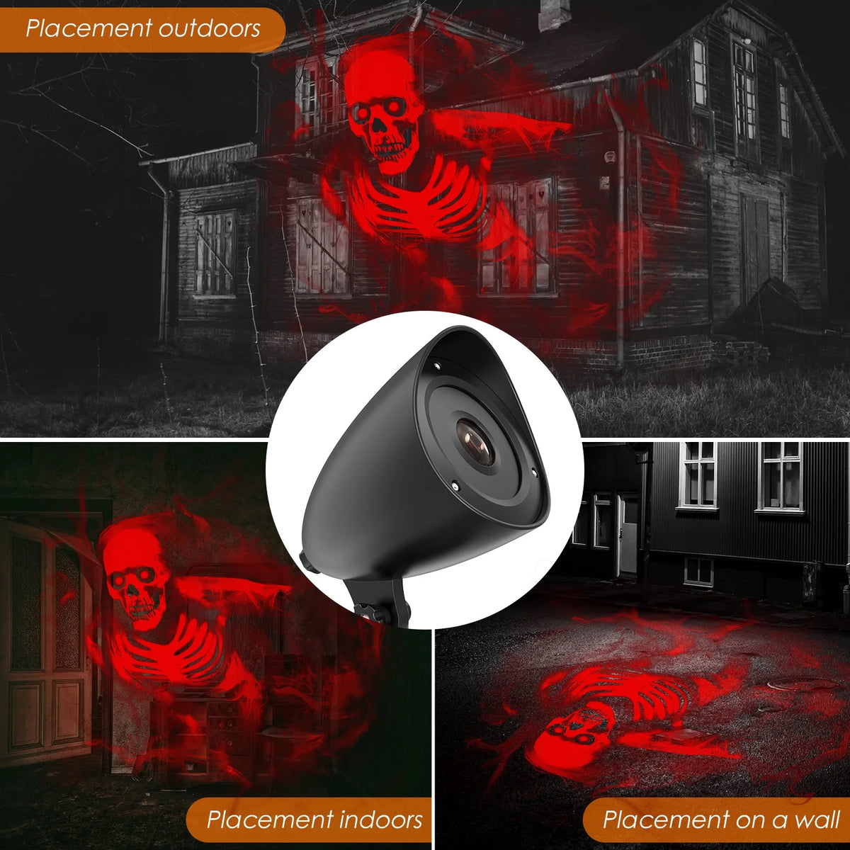 Halloween Projector Lights, 3D Dynamic Skull Ghost Projector Decorations Lights for Outdoor Indoor Halloween Decor