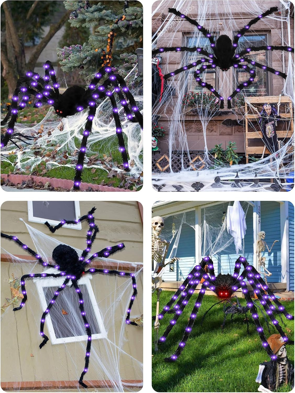 8.3FT Halloween Decorations Giant Spider：Scary Hairy Halloween Decoration - Huge Plush Toy Spider Props for Indoor/Outdoor Creepy Lawn/Garden Decor Black