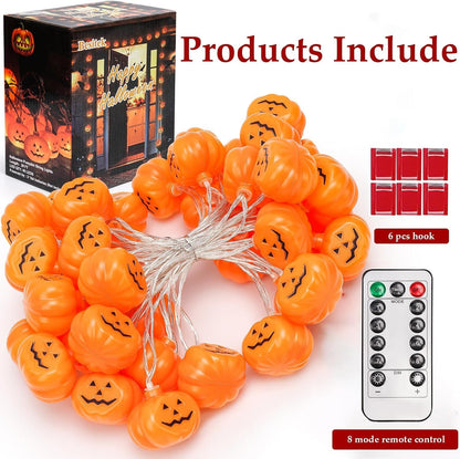 Halloween Pumpkin String Lights,20Ft 40 LED, Remote Control,8 Modes