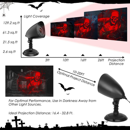 Halloween Projector Lights, 3D Dynamic Skull Ghost Projector Decorations Lights for Outdoor Indoor Halloween Decor