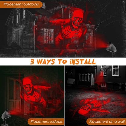 Halloween Projector Lights, 3D Dynamic Skull Ghost Projector Decorations Lights for Outdoor Indoor Halloween Decor