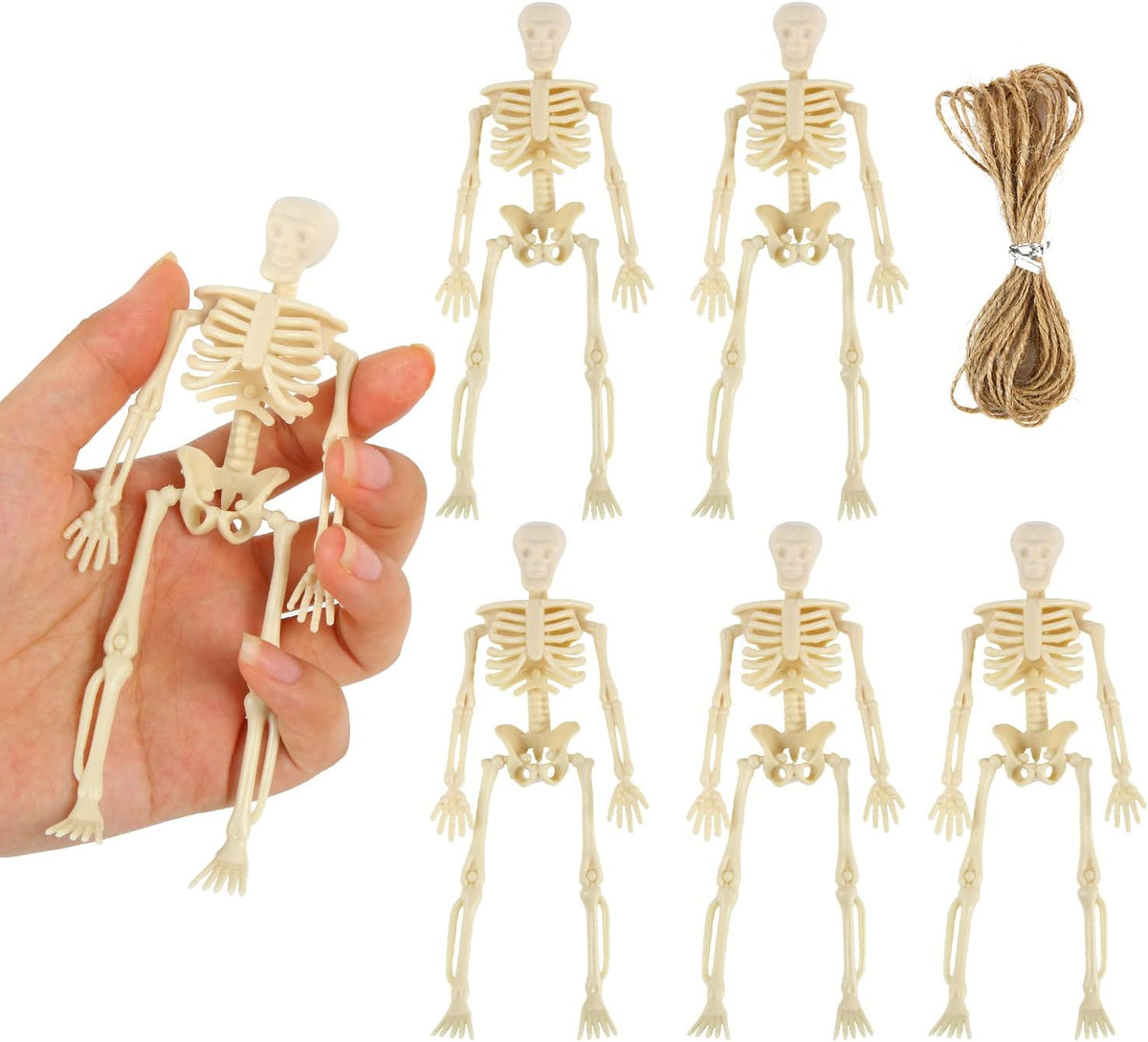 Skeletons for Halloween Decor, 6 Piece Mini Seleton Figurines 6" Small Skeleton Halloween Decoration for Haunted House Accessories Party Favors