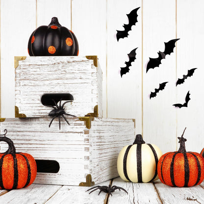 120 Pcs 3D Bats Halloween Decorations,Halloween Wall Decor 4 Sizes Black Bats Sticker for Wall Window