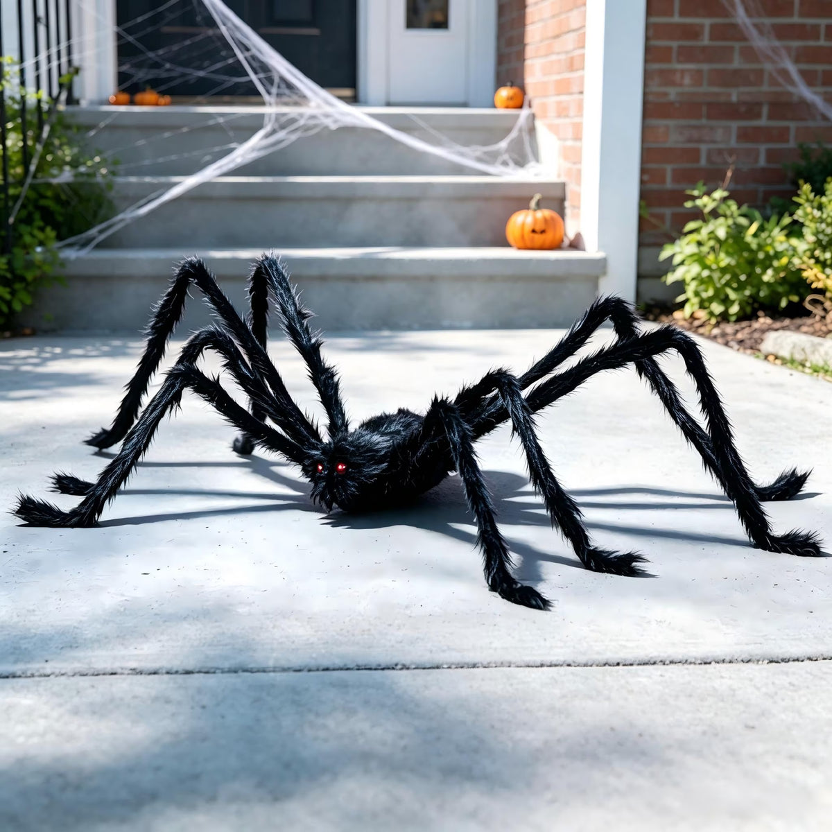 5 Ft Scary Giant Spider Halloween Decorations Outdoor,Poseable Spider Lifelike Hairy Prop for Yard,Haunted House,Tree or Porch Party Decorations,Black