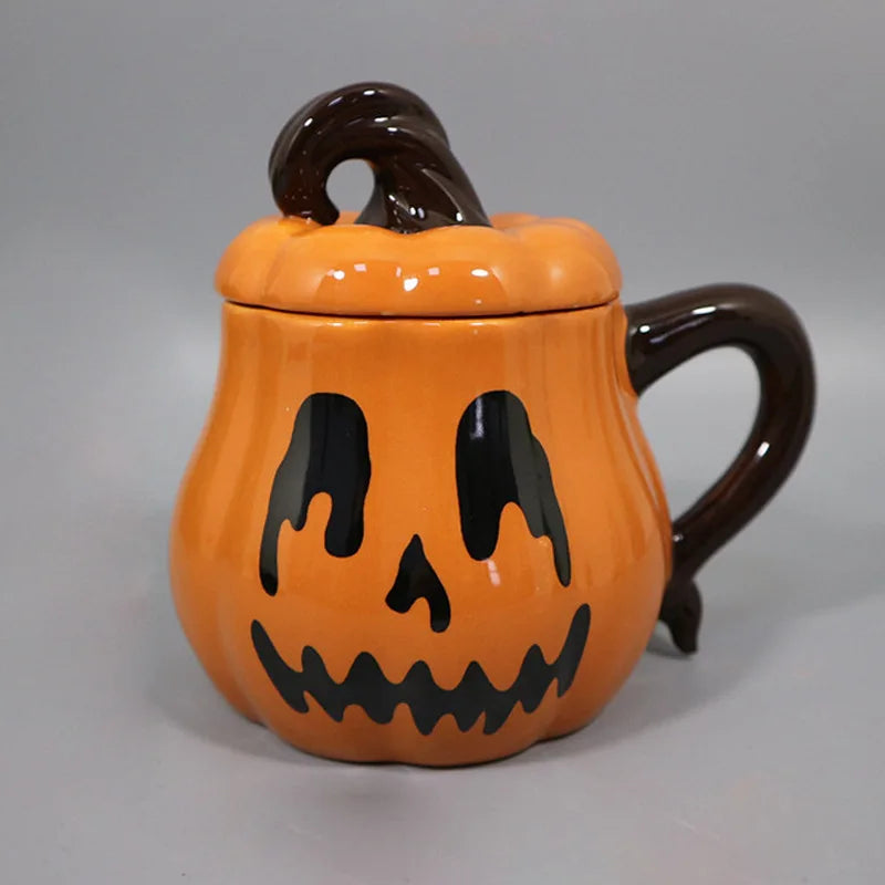 Halloween Ceramic Mug Set Retro Cartoon Pumpkin Couple Cup Creative Holiday Gift Coffee Tea Milk Mug