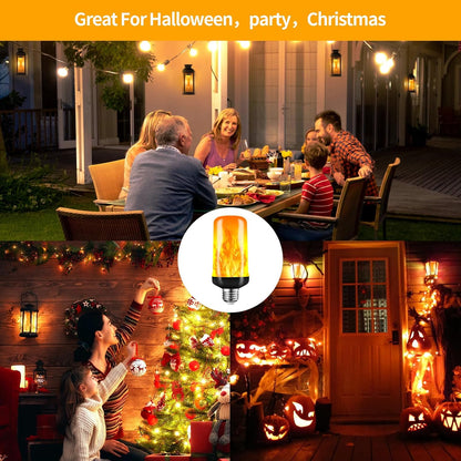 LED Flame Light Bulbs, Flickering Light Bulbs 4 Modes with Gravity Sensor, E26 Base Fire Light Bulb for Halloween, Christmas,Porch, Patio, Party, Indoor Outdoor Decor