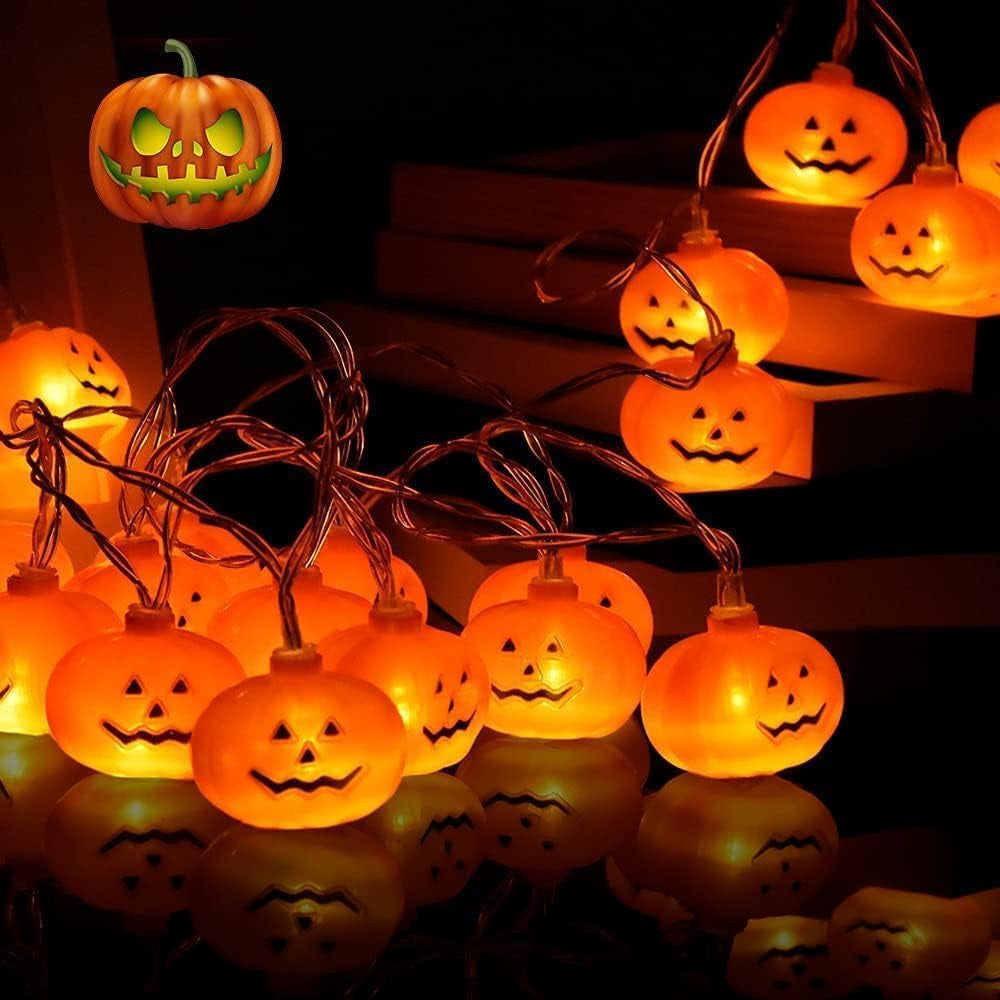 Halloween Pumpkin String Lights,20Ft 40 LED, Remote Control,8 Modes