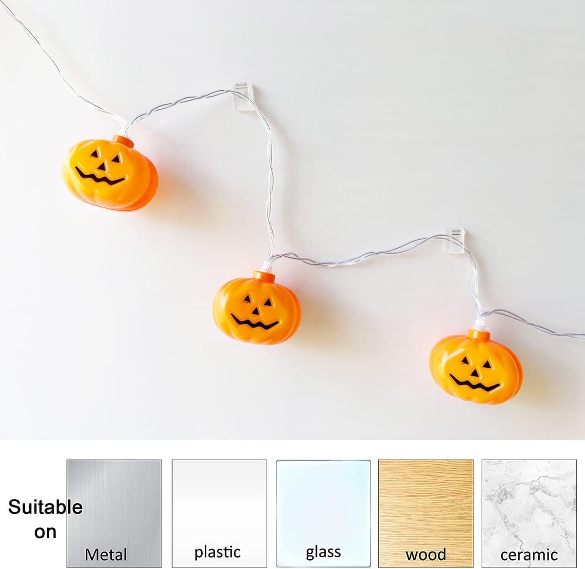 Halloween Pumpkin String Lights,20Ft 40 LED, Remote Control,8 Modes