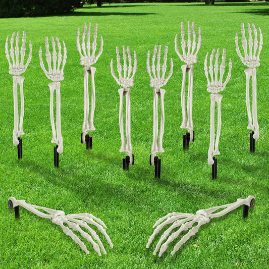 10 PCS Halloween Skeleton Arm Decor White Hands Stakes for Outdoor