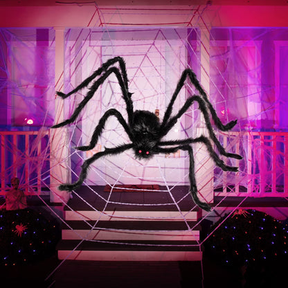 5 Ft Scary Giant Spider Halloween Decorations Outdoor,Poseable Spider Lifelike Hairy Prop for Yard,Haunted House,Tree or Porch Party Decorations,Black