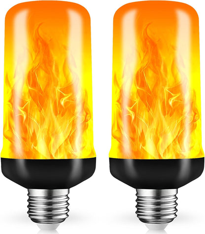 LED Flame Light Bulbs, Flickering Light Bulbs 4 Modes with Gravity Sensor, E26 Base Fire Light Bulb for Halloween, Christmas,Porch, Patio, Party, Indoor Outdoor Decor