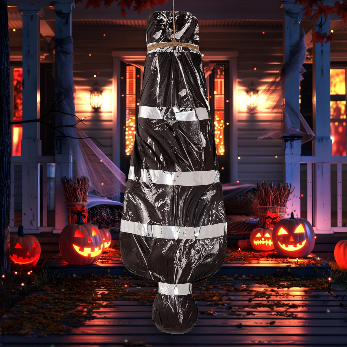 5Ft Hanging Corpse Dead Victim Props Scary Inflatable Halloween Decorations Outdoor, Creepy Body Haunted House Decor Props for Indoor Lawn Yard Party Garden