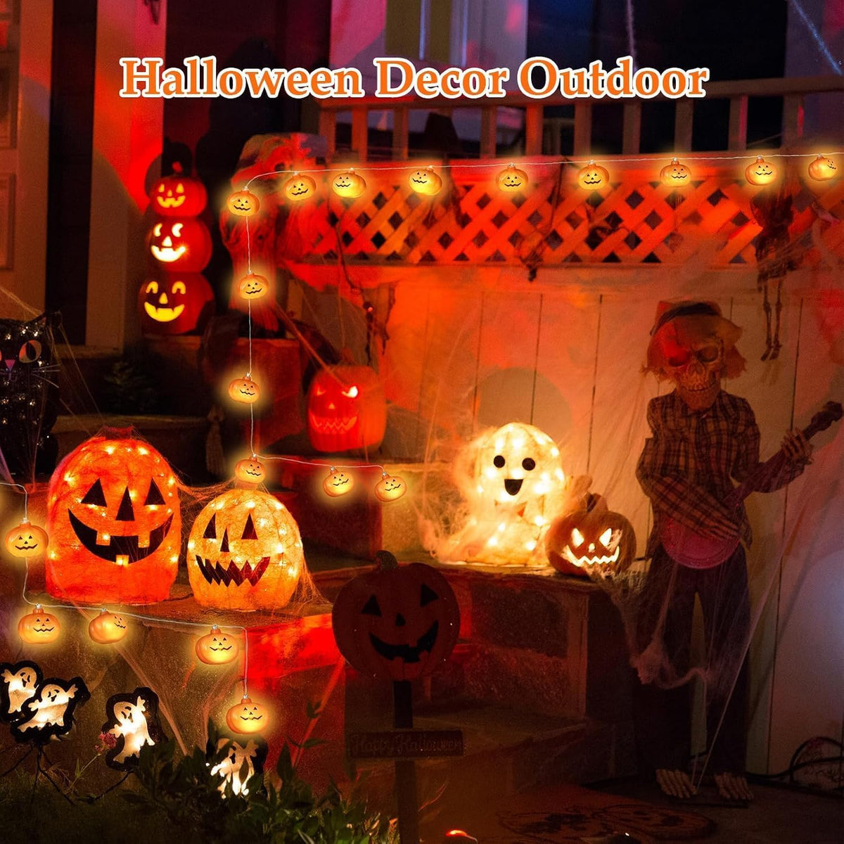 Halloween Pumpkin String Lights,20Ft 40 LED, Remote Control,8 Modes
