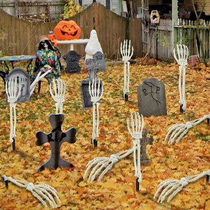 10 PCS Halloween Skeleton Arm Decor White Hands Stakes for Outdoor