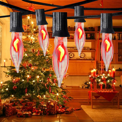 Halloween Flicker Flame Light Bulbs, 12 Pack Crystal Clear Flickering Light Bulbs, 1 Watt C7/E12 Candelabra Replacement Bulb for Electric Candle Chandelier String Lights Halloween Christmas Decoration