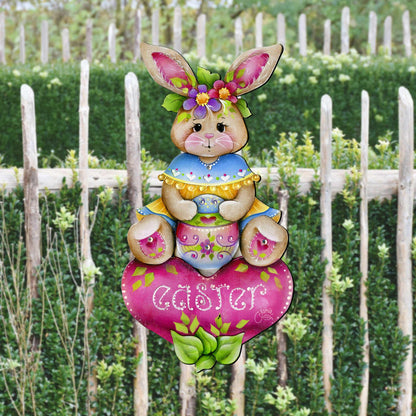 Handcrafted Easter Bunny Wooden Door Hanger – Easter Gift - Spring Wall Decor - Easter Front Door Sign by J. Mills-Price - 8652826H
