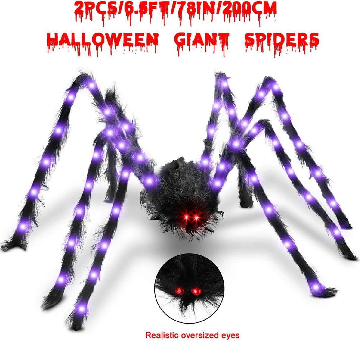 8.3FT Halloween Decorations Giant Spider：Scary Hairy Halloween Decoration - Huge Plush Toy Spider Props for Indoor/Outdoor Creepy Lawn/Garden Decor Black