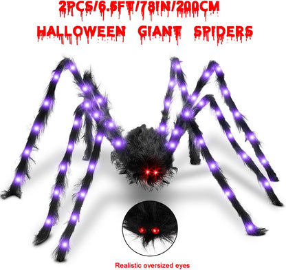 8.3FT Halloween Decorations Giant Spider：Scary Hairy Halloween Decoration - Huge Plush Toy Spider Props for Indoor/Outdoor Creepy Lawn/Garden Decor Black