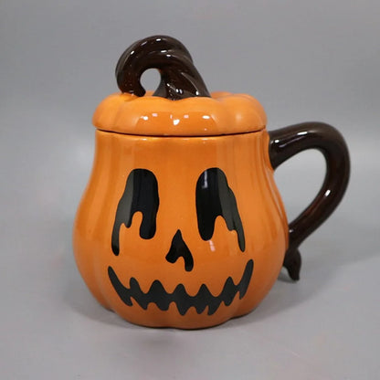 Halloween Ceramic Mug Set Retro Cartoon Pumpkin Couple Cup Creative Holiday Gift Coffee Tea Milk Mug
