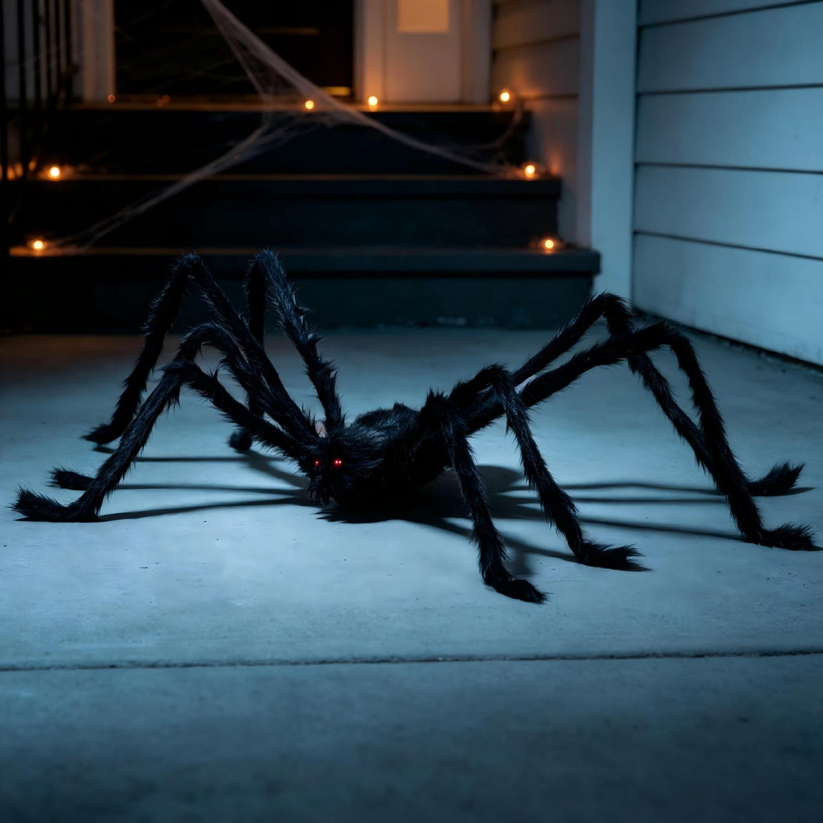 5 Ft Scary Giant Spider Halloween Decorations Outdoor,Poseable Spider Lifelike Hairy Prop for Yard,Haunted House,Tree or Porch Party Decorations,Black