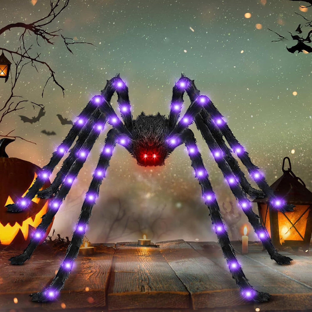 8.3FT Halloween Decorations Giant Spider：Scary Hairy Halloween Decoration - Huge Plush Toy Spider Props for Indoor/Outdoor Creepy Lawn/Garden Decor Black