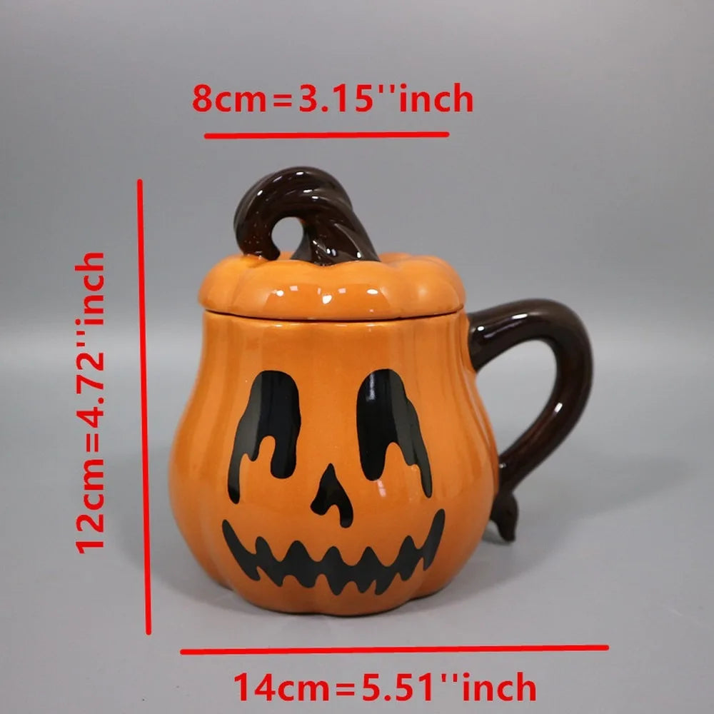 Halloween Ceramic Mug Set Retro Cartoon Pumpkin Couple Cup Creative Holiday Gift Coffee Tea Milk Mug
