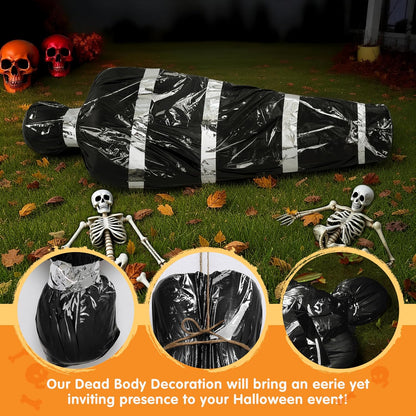 5Ft Hanging Corpse Dead Victim Props Scary Inflatable Halloween Decorations Outdoor, Creepy Body Haunted House Decor Props for Indoor Lawn Yard Party Garden
