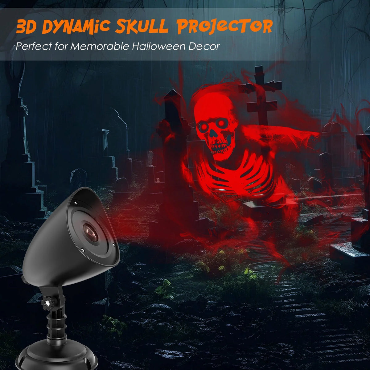Halloween Projector Lights, 3D Dynamic Skull Ghost Projector Decorations Lights for Outdoor Indoor Halloween Decor