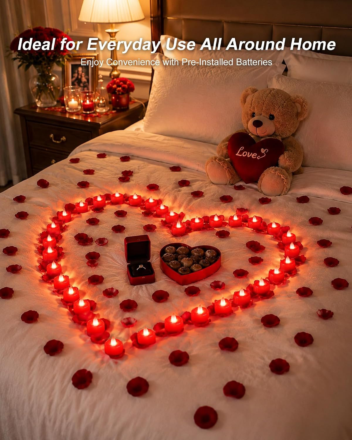 12Pack Red Flameless LED Tea Lights Candles Battery Operated
