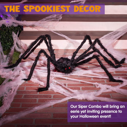 5 Ft Scary Giant Spider Halloween Decorations Outdoor,Poseable Spider Lifelike Hairy Prop for Yard,Haunted House,Tree or Porch Party Decorations,Black
