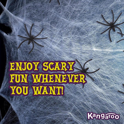 200 Sq. Ft Fake Spider Webs with 4 Fake Spiders for Decorations