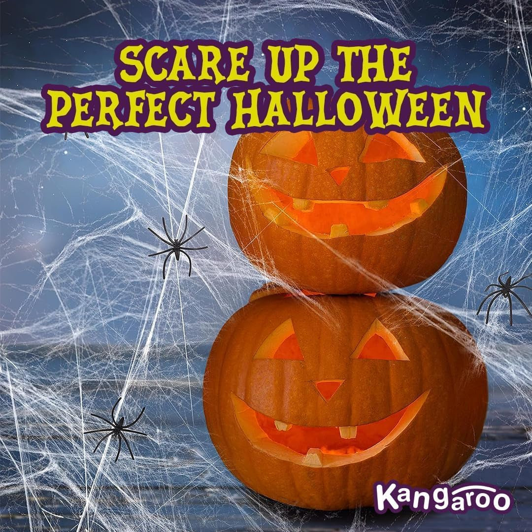 200 Sq. Ft Fake Spider Webs with 4 Fake Spiders for Decorations