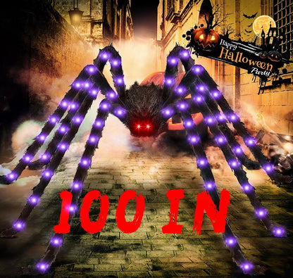 8.3FT Halloween Decorations Giant Spider：Scary Hairy Halloween Decoration - Huge Plush Toy Spider Props for Indoor/Outdoor Creepy Lawn/Garden Decor Black