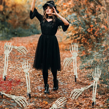 10 PCS Halloween Skeleton Arm Decor White Hands Stakes for Outdoor