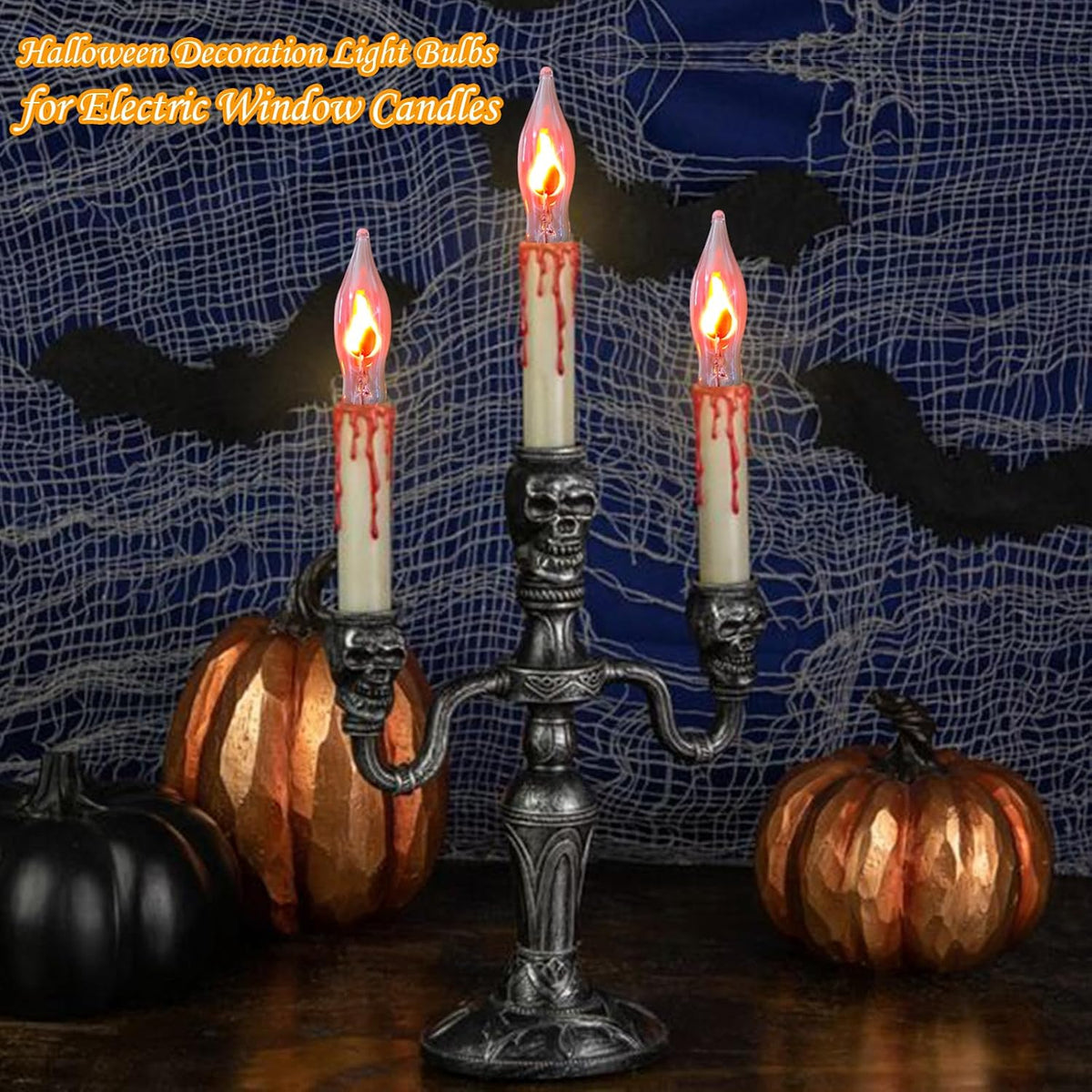 Halloween Flicker Flame Light Bulbs, 12 Pack Crystal Clear Flickering Light Bulbs, 1 Watt C7/E12 Candelabra Replacement Bulb for Electric Candle Chandelier String Lights Halloween Christmas Decoration