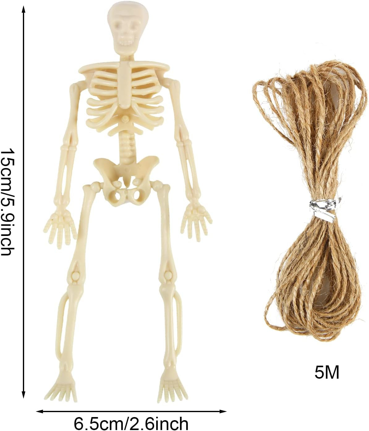 Skeletons for Halloween Decor, 6 Piece Mini Seleton Figurines 6" Small Skeleton Halloween Decoration for Haunted House Accessories Party Favors