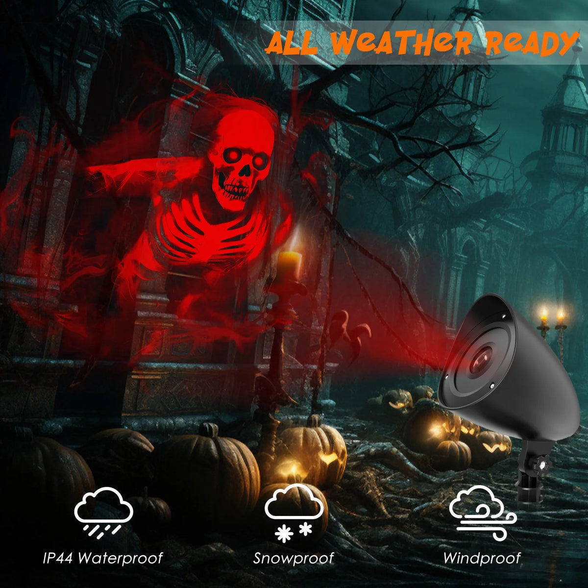 Halloween Projector Lights, 3D Dynamic Skull Ghost Projector Decorations Lights for Outdoor Indoor Halloween Decor