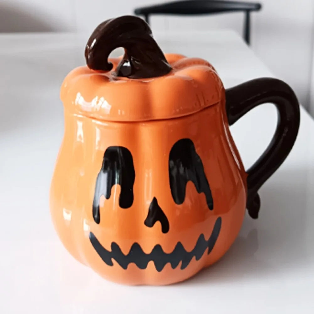 Halloween Ceramic Mug Set Retro Cartoon Pumpkin Couple Cup Creative Holiday Gift Coffee Tea Milk Mug