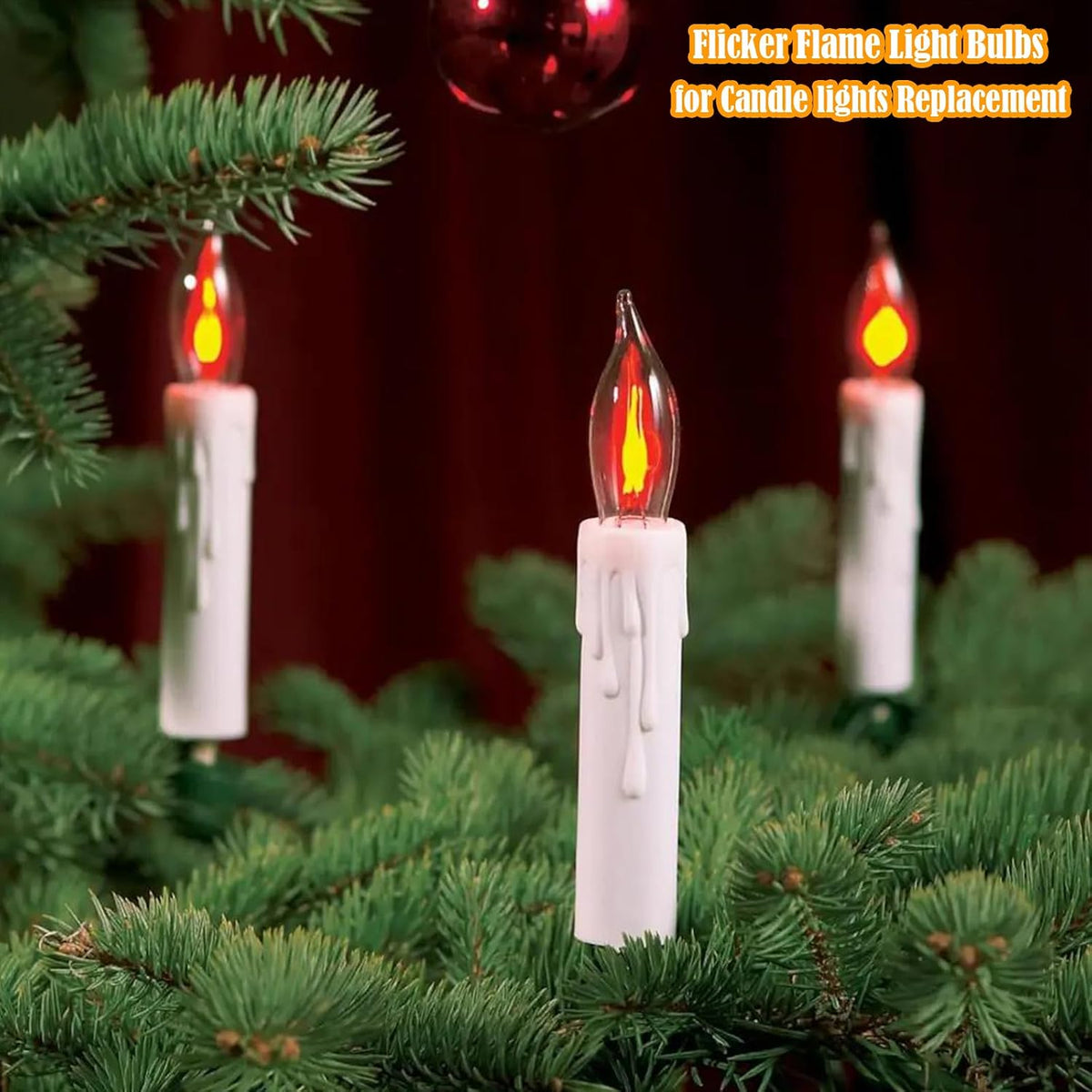 Halloween Flicker Flame Light Bulbs, 12 Pack Crystal Clear Flickering Light Bulbs, 1 Watt C7/E12 Candelabra Replacement Bulb for Electric Candle Chandelier String Lights Halloween Christmas Decoration
