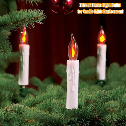 Halloween Flicker Flame Light Bulbs, 12 Pack Crystal Clear Flickering Light Bulbs, 1 Watt C7/E12 Candelabra Replacement Bulb for Electric Candle Chandelier String Lights Halloween Christmas Decoration