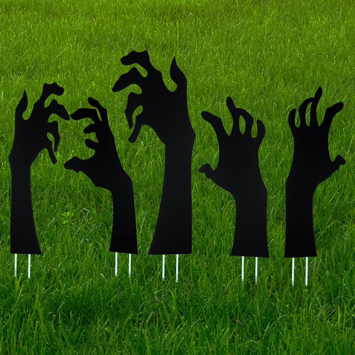 5 Pack Halloween Black Hands Yard Signs with Stakes Scary Silhouette Halloween Decorations for Outdoor Yard Lawn Garden Decor