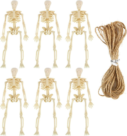Skeletons for Halloween Decor, 6 Piece Mini Seleton Figurines 6" Small Skeleton Halloween Decoration for Haunted House Accessories Party Favors