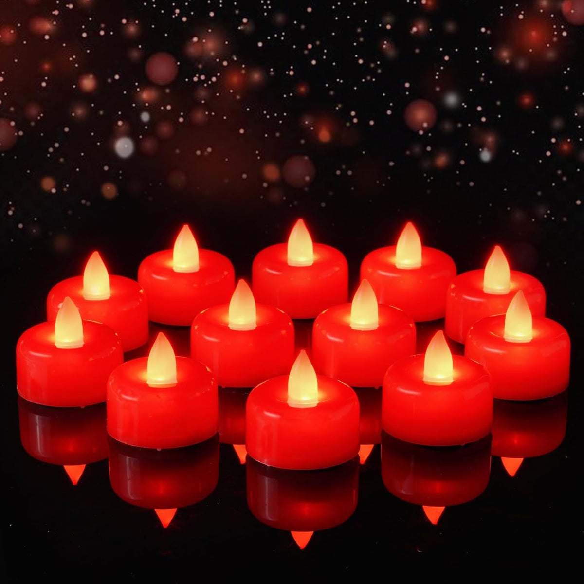12Pack Red Flameless LED Tea Lights Candles Battery Operated
